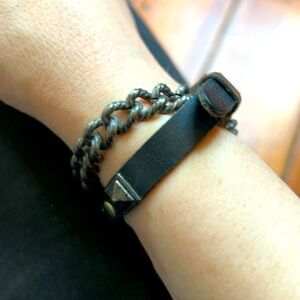 Leather and metal wrap bracelet